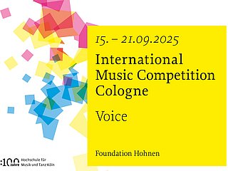 Bunte Quadrate mit Text International Music Competition Cologne - Voice