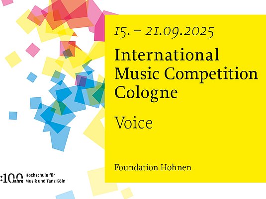 Bunte Quadrate mit Text International Music Competition Cologne - Voice